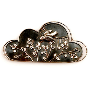 Vickie Hallmark | Cloud Brooch | Argentium sterling silver, fine silver, cubic zirconia