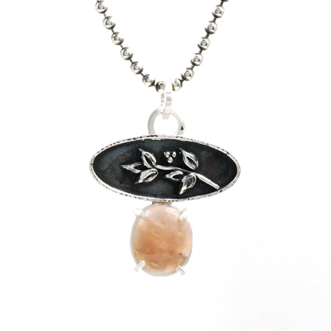 peach moonstone branch pendant by Vickie Hallmark