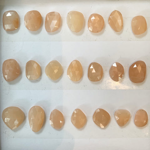 rose cut peach moonstones