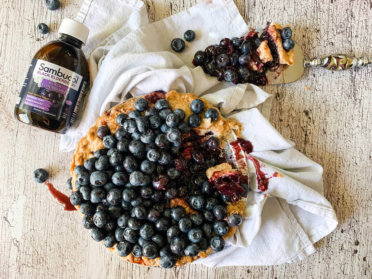 mixed berry holiday pie with elderberry syrup