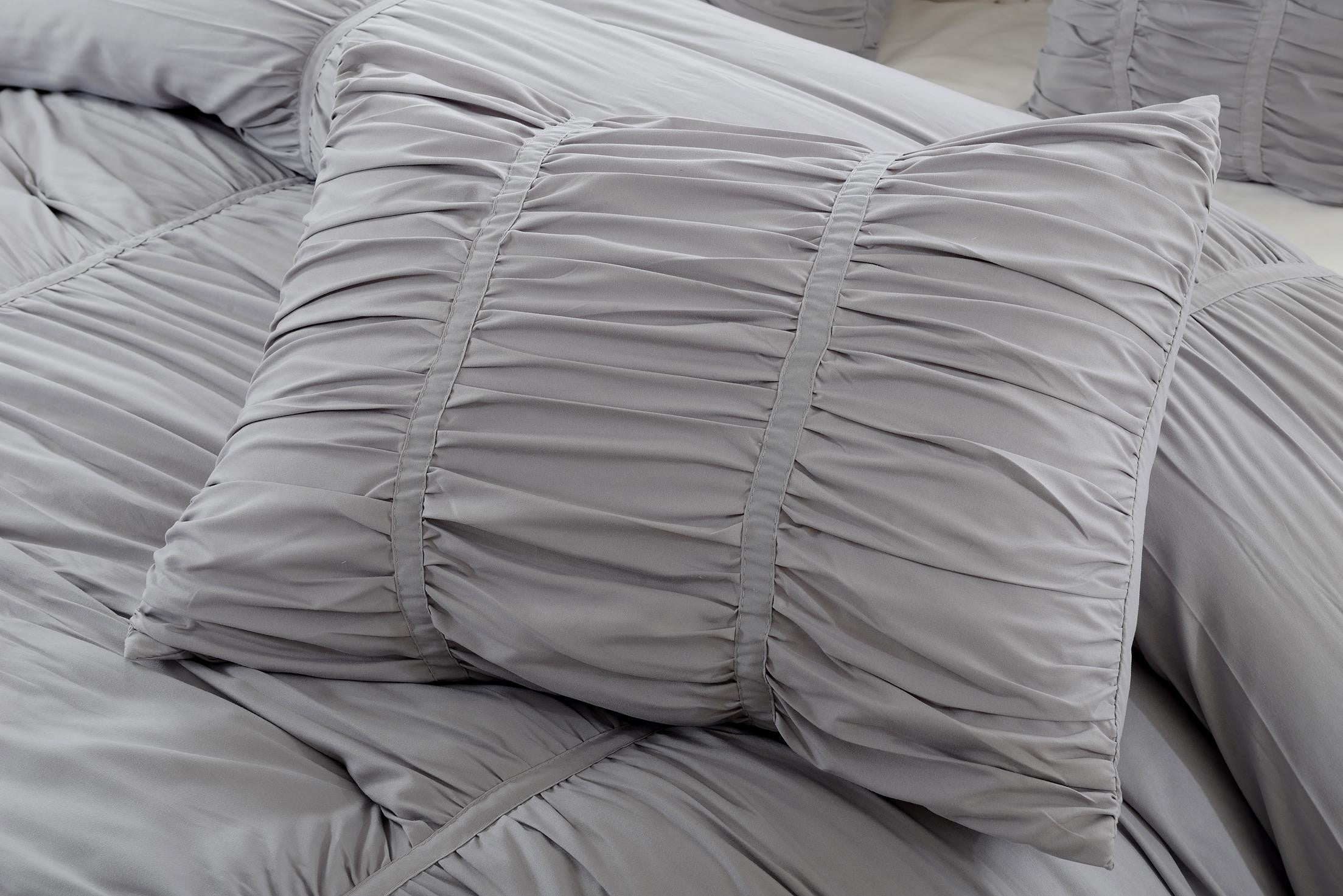 4 Piece Ruched All Season Super Soft Oversized Comforter Set