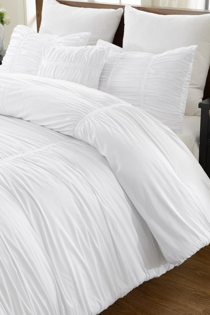 4 Piece Ruched All Season Super Soft Oversized Comforter Set