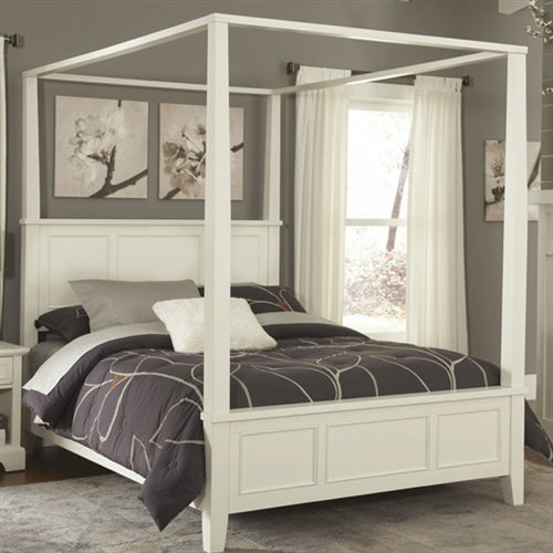 King Size Contemporary Canopy Bed In White Wood Finish Simply Home Life