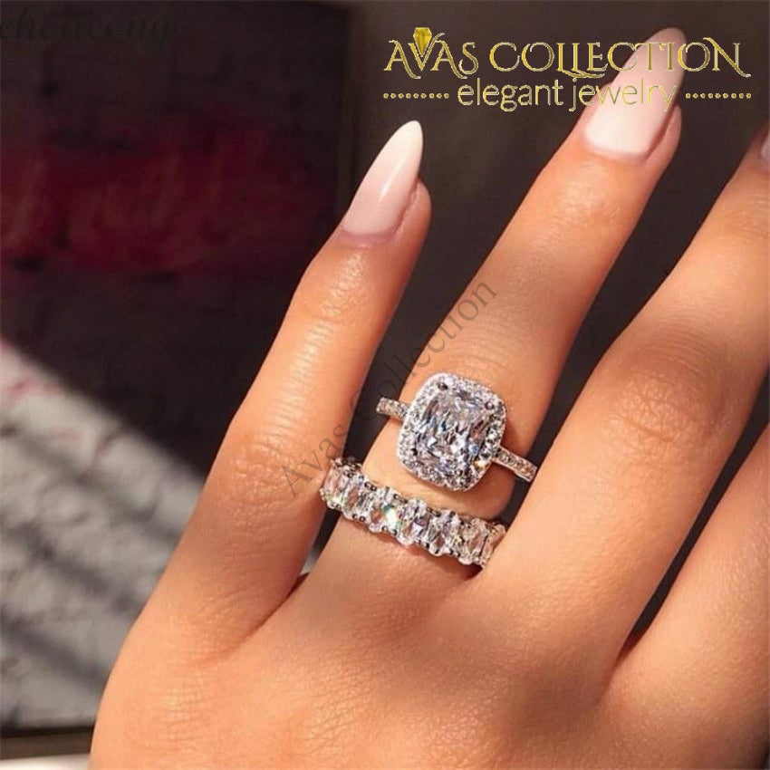 Luxury Wedding Ring Set 18k White Gold FIlled – Avas Collection