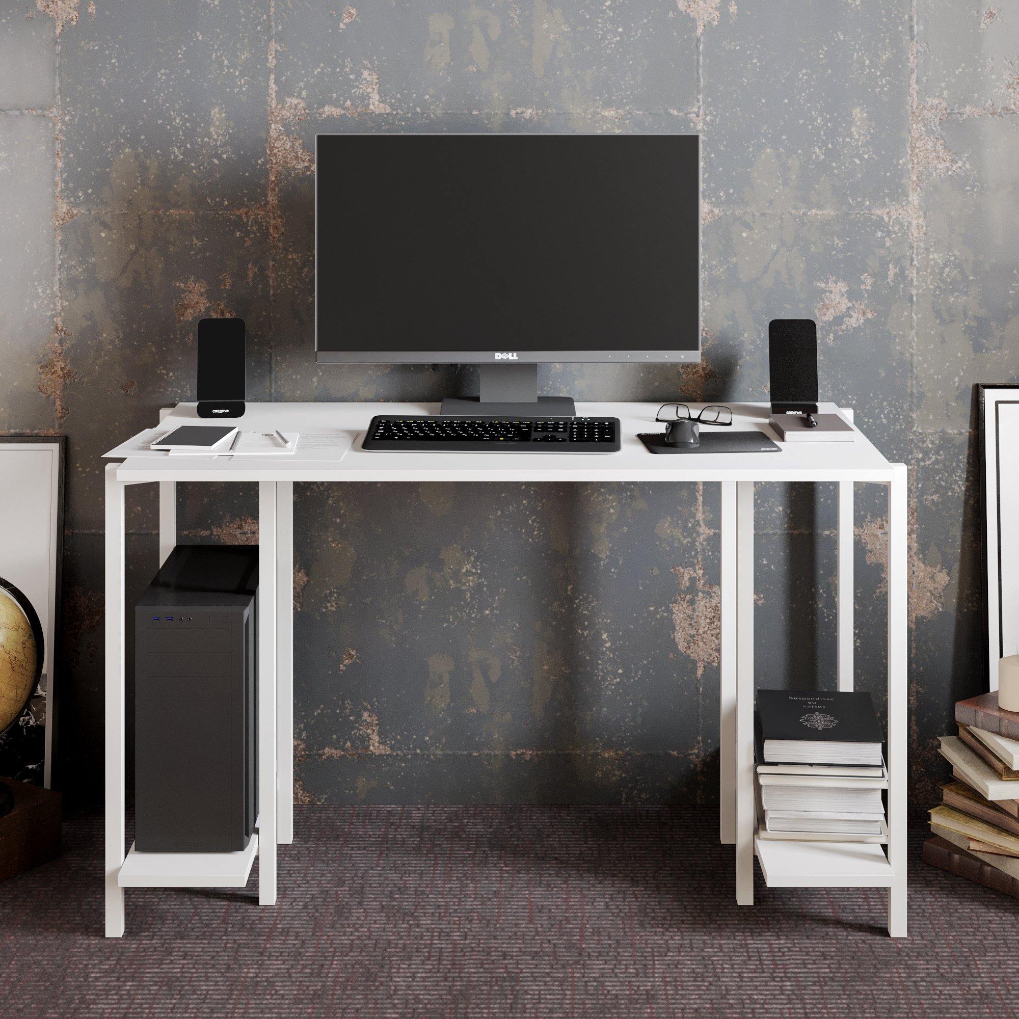 Decorotika Gama Computer Desk with Wall Cubby Shelf - Oud Oak & Black