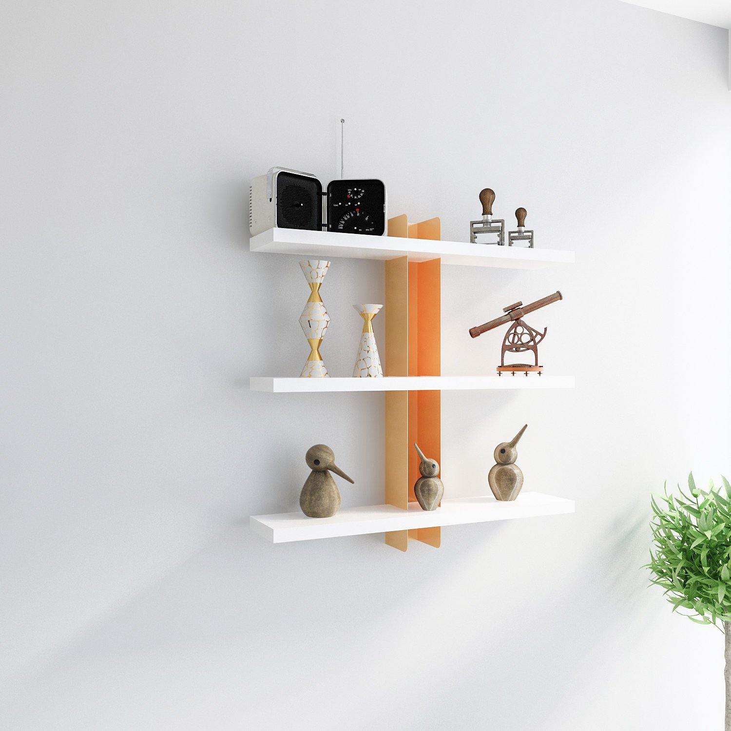 Mita 19'' Adjustable Metal Manufactured Wood Wall Shelf