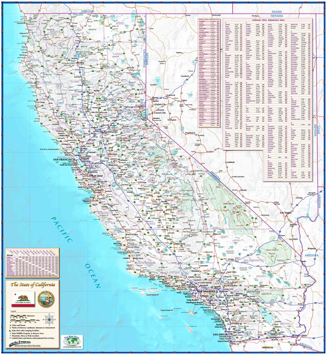 California Reference Wall Map – Houston Map Company