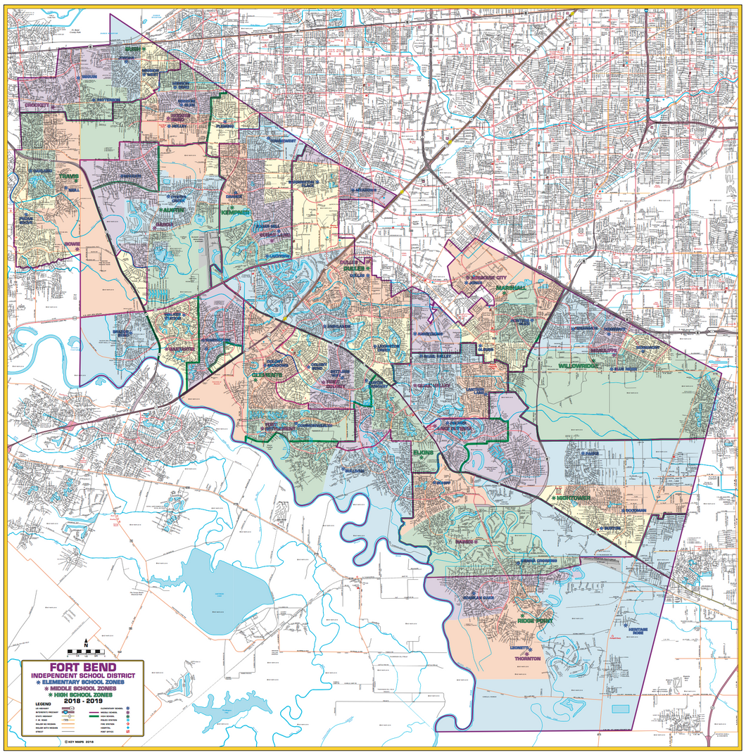 Fort Bend ISD Wall Map Houston Map Company