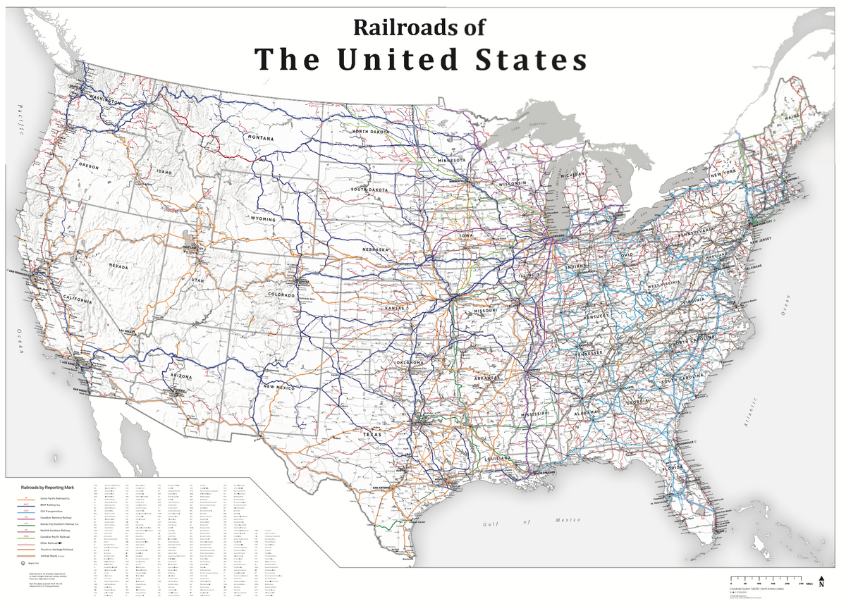 USA Railroad Wall Map - 2021 Update – Houston Map Company