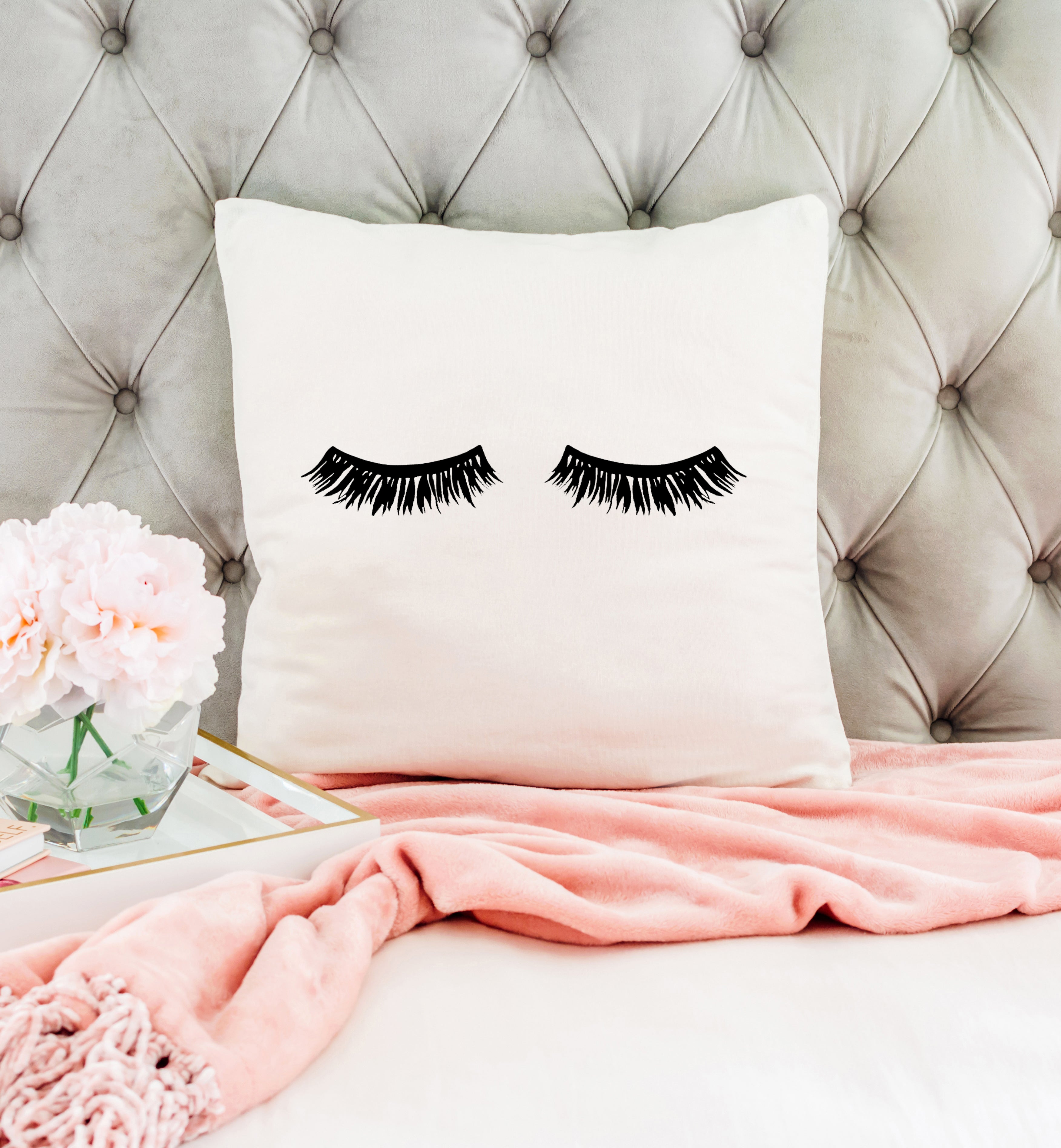 pink eyelash pillow