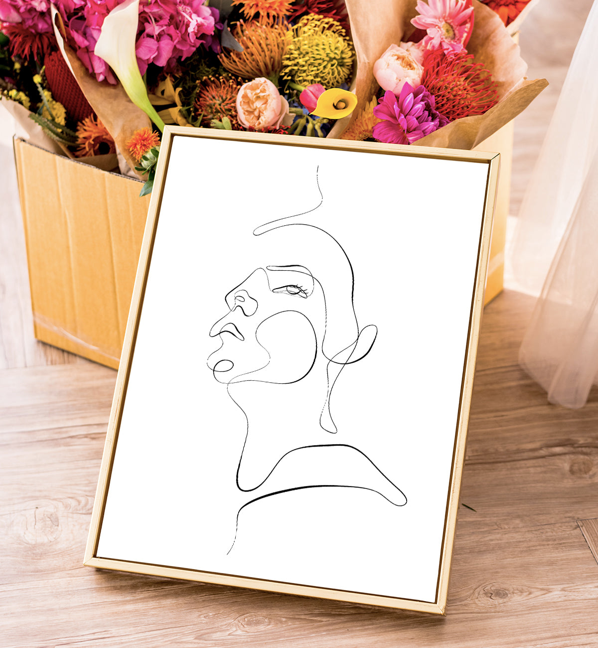 Abstract Face One Line Art Print My Pretty Print