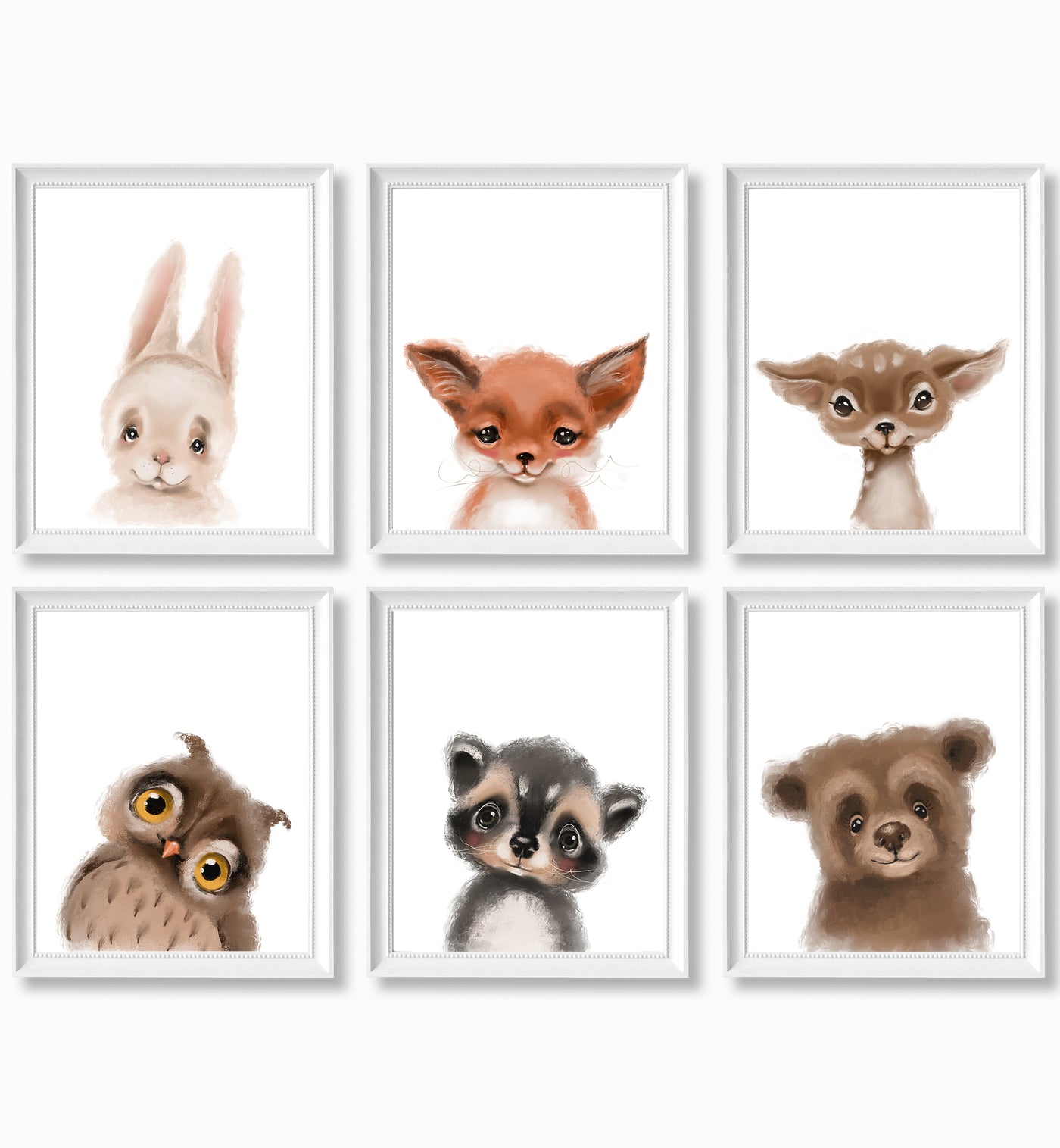 Woodland Animal Prints Set Of 6 Baby Animals My Pretty Print