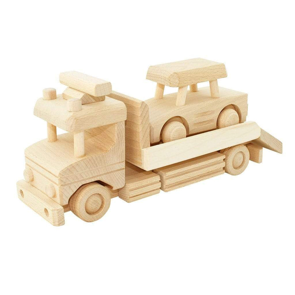 wooden tow truck toy