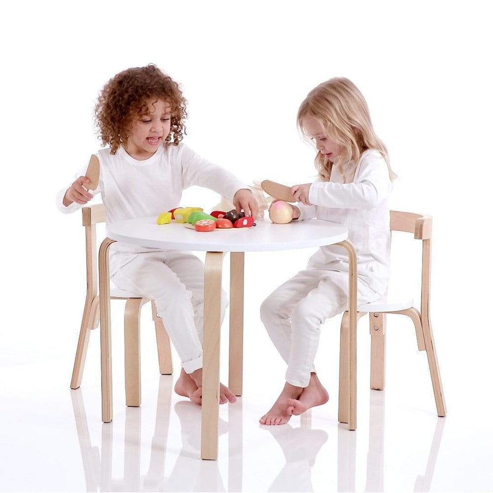 childs white table and chair set