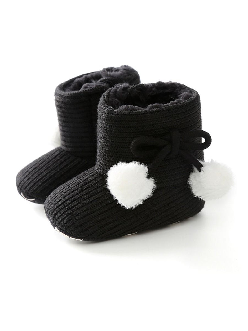 Baby Girl Pom-trim Warm Prewalker Boots – GogogoBaby