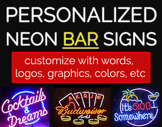 Logo personnalisé du bar néon – néon signly. Format commun de noms de domaine