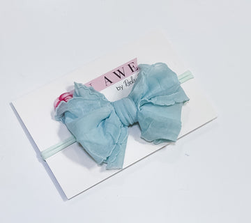 Ruffle Mini Nylon Headband Aqua