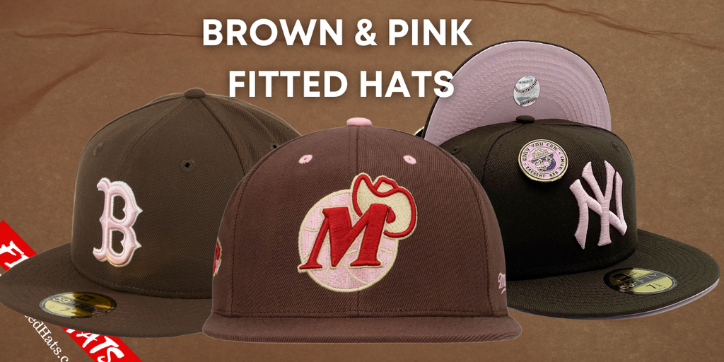 Brown & Pink Fitted Hats | Brown & Pink Fitted Baseball Caps