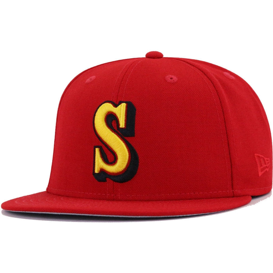 Scarlet Red Yellow Seattle Mariners Fitted Hat