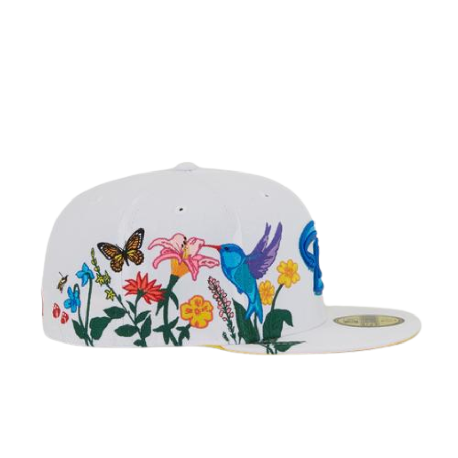 White Blooming Fitted Hats
