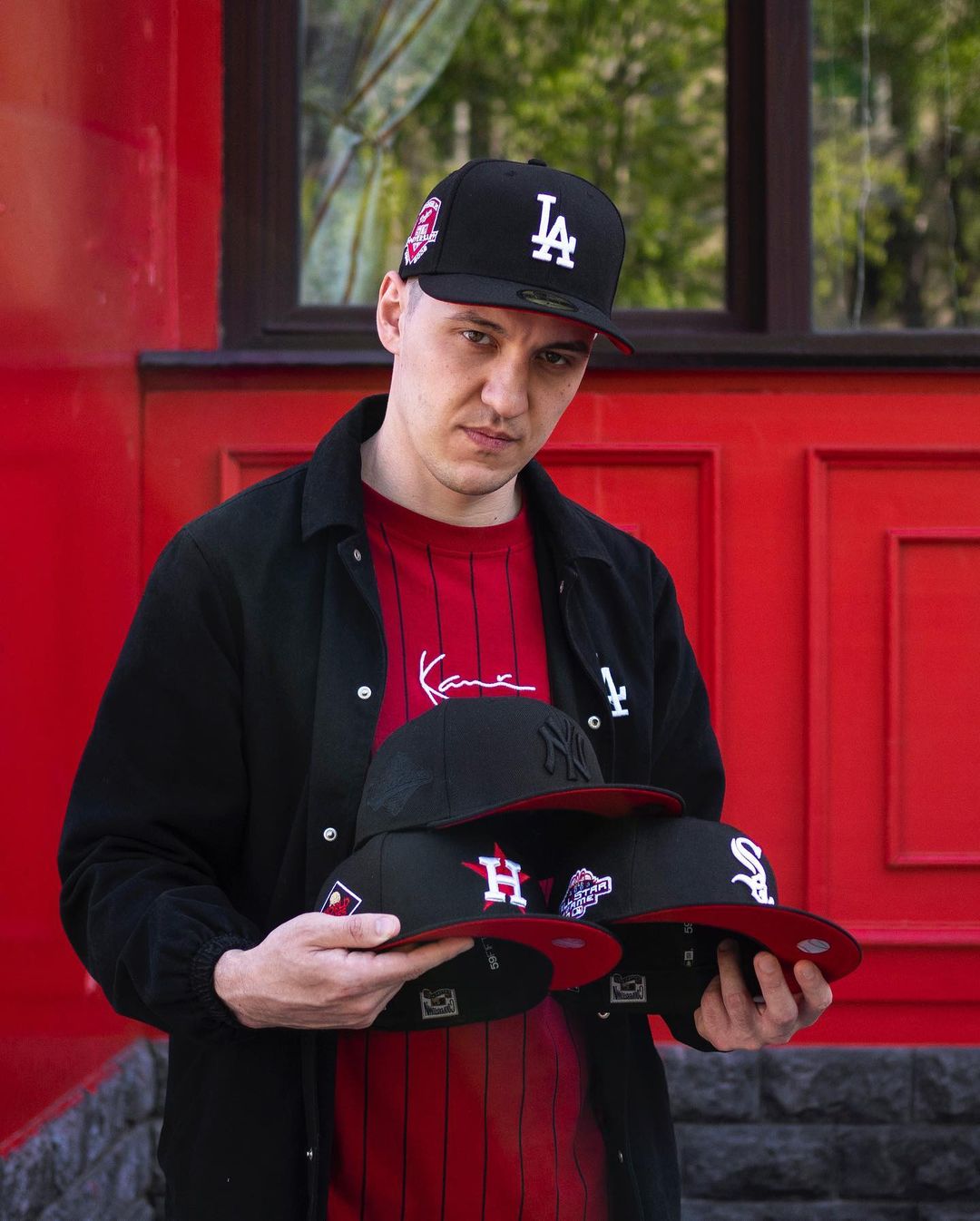 Fam Cap Store MLB Red Black Fitted Hats