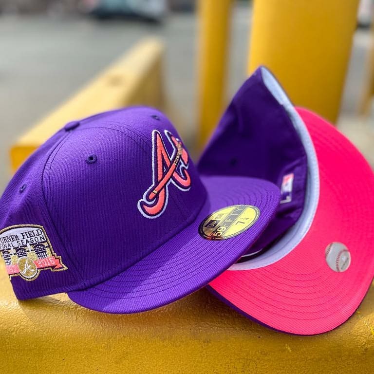 Purple & Pink Atlanta Braves Fitted Hat