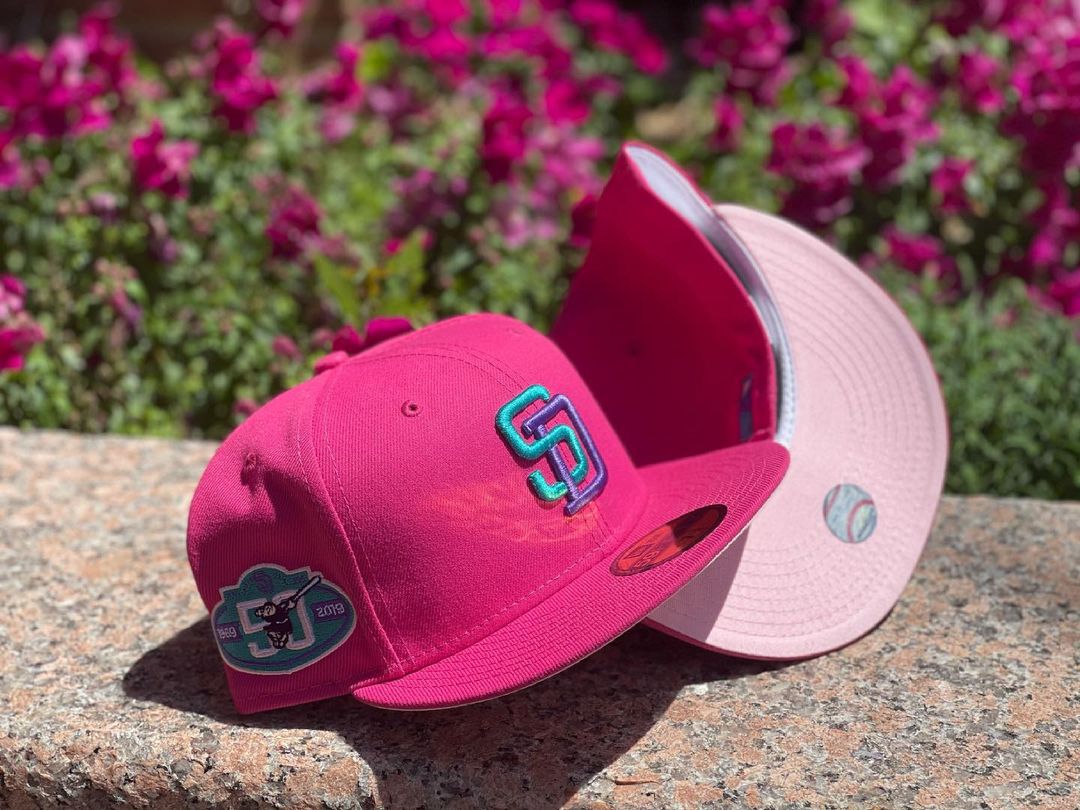 SAN DIEGO PADRES 50TH ANNIVERSARY LIGHT PINK PURPLE BRIM NEW ERA FITTE –  Sports World 165