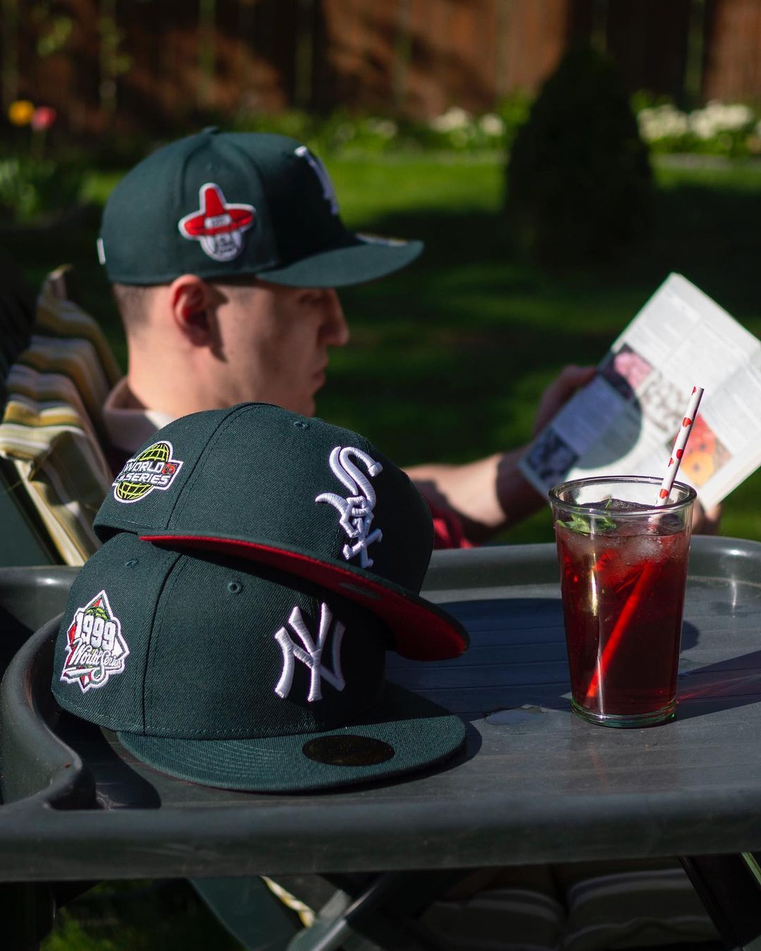 Fam Cap Green Red Fitted Hats