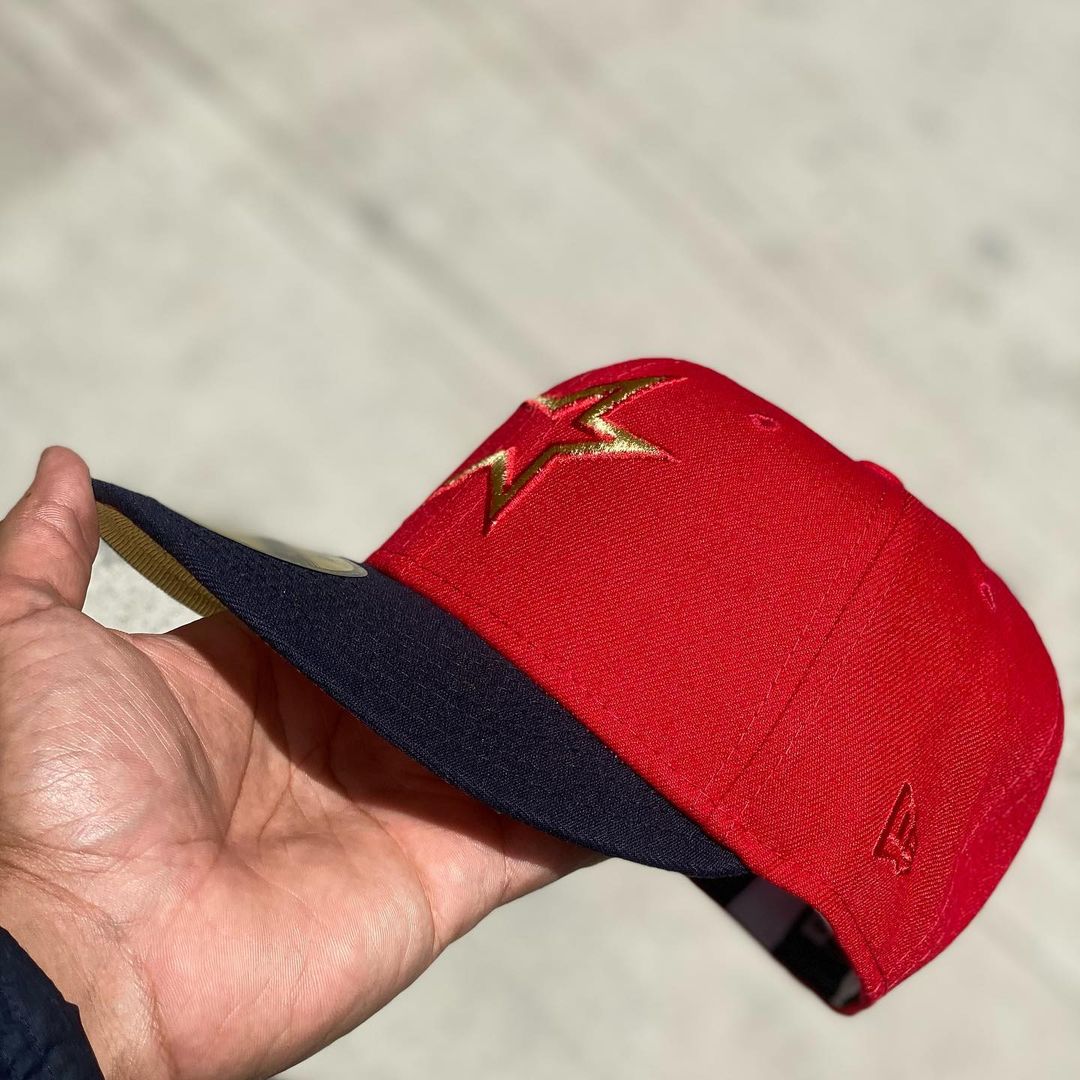 New Era Houston Astros Red/Navy Fitted Hat Gold UV