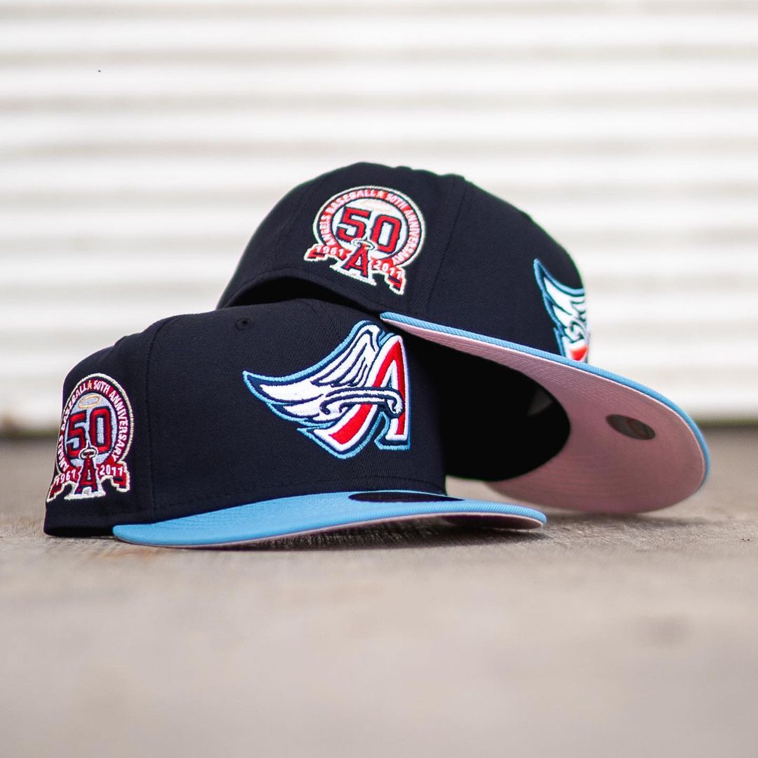 Anaheim Angels 50th Anniversary Pink Undervisor Fitted Hat