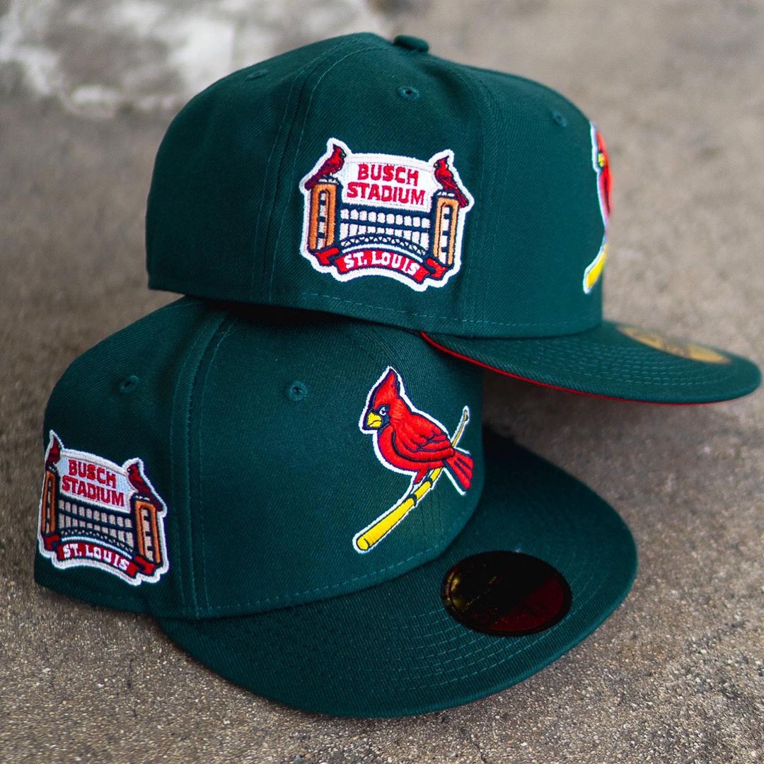 Forest Green & Red St. Louis Cardinals  Busch Stadium Patch Fitted Hat