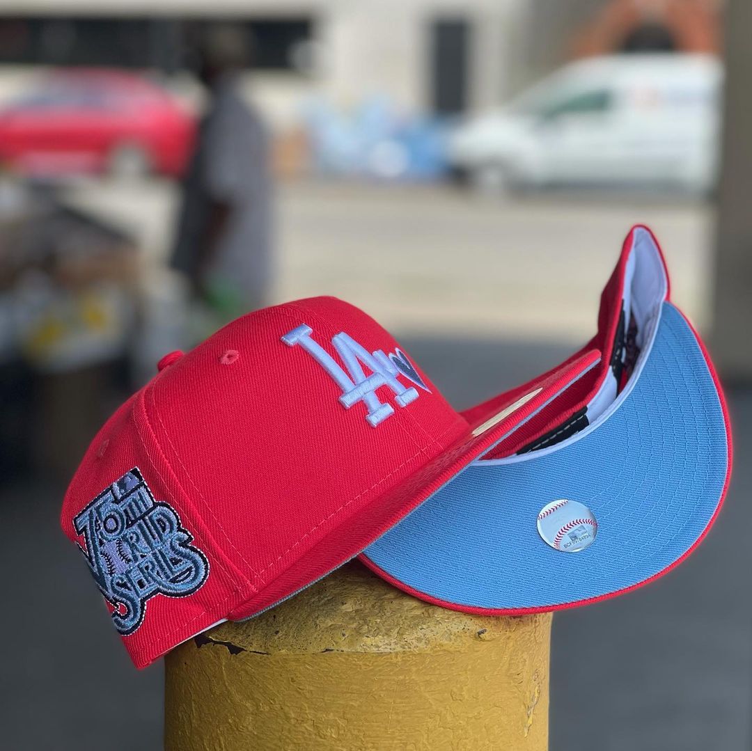 Hot Pink & Sky Blue LA Dodgers Fitted Hat