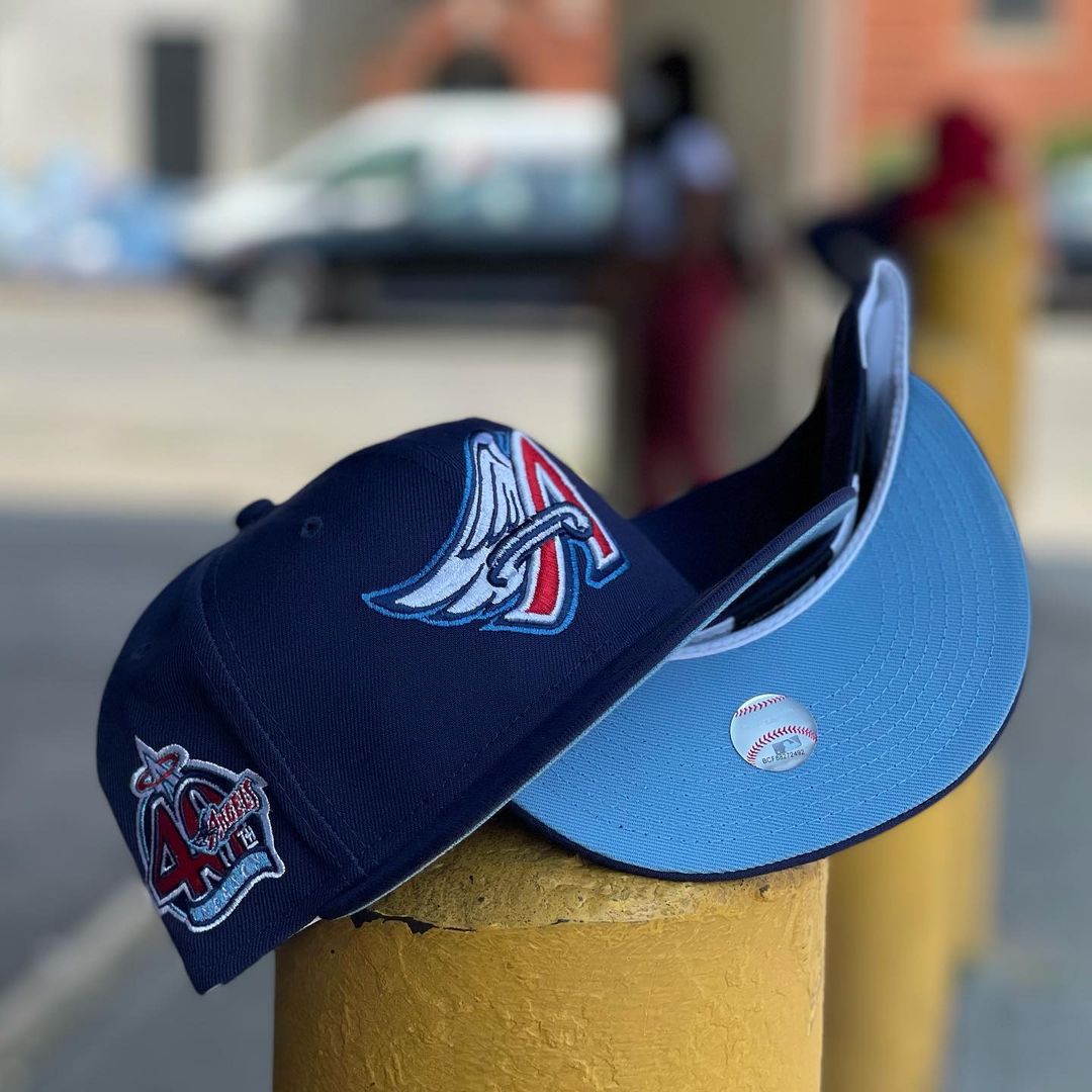 Navy Blue & Sky Blue Anaheim Angels Fitted Hat
