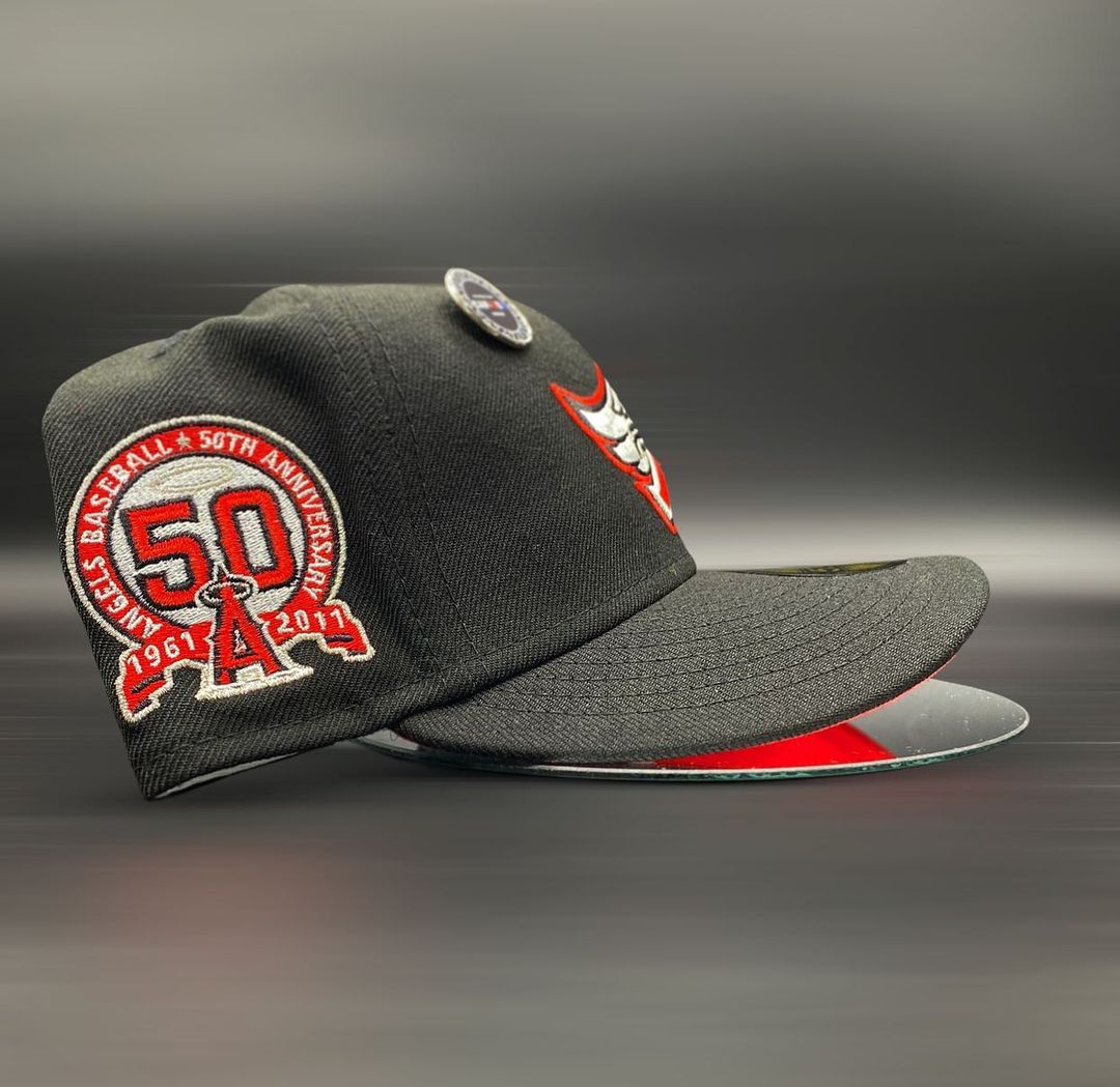 Anaheim Angels Black & Red 50th Anniversary Fitted Hat