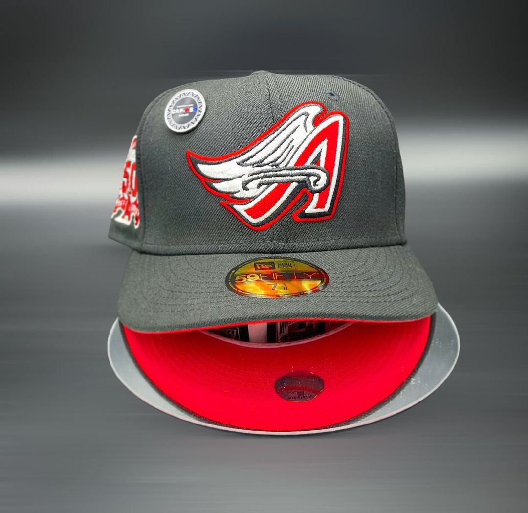 Anaheim Angels Black & Red 50th Anniversary Fitted Hat