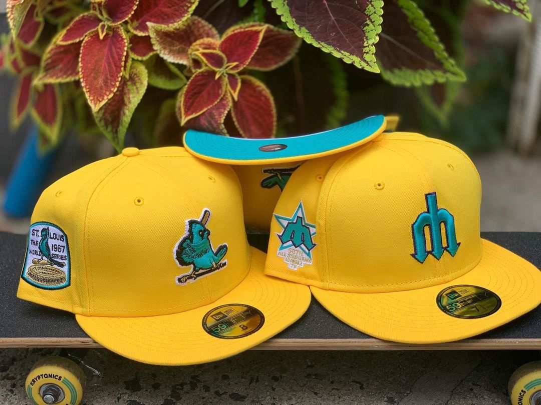 Yellow Turquoise MLB Fitted Hats