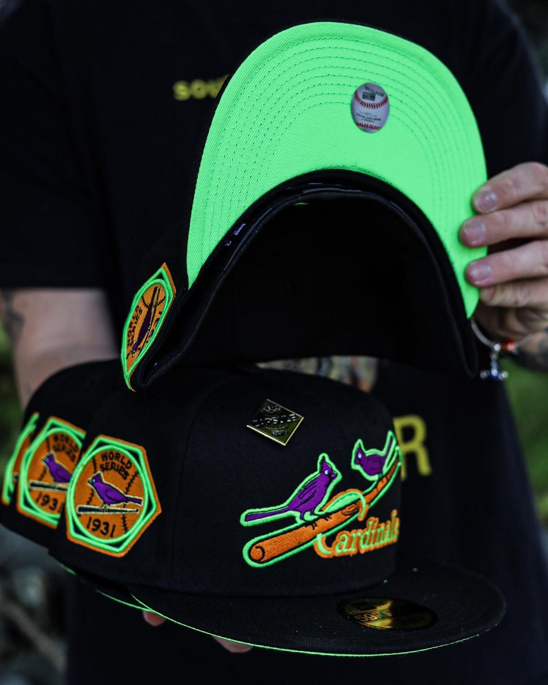 Black Neon Green MLB Fitted Hat