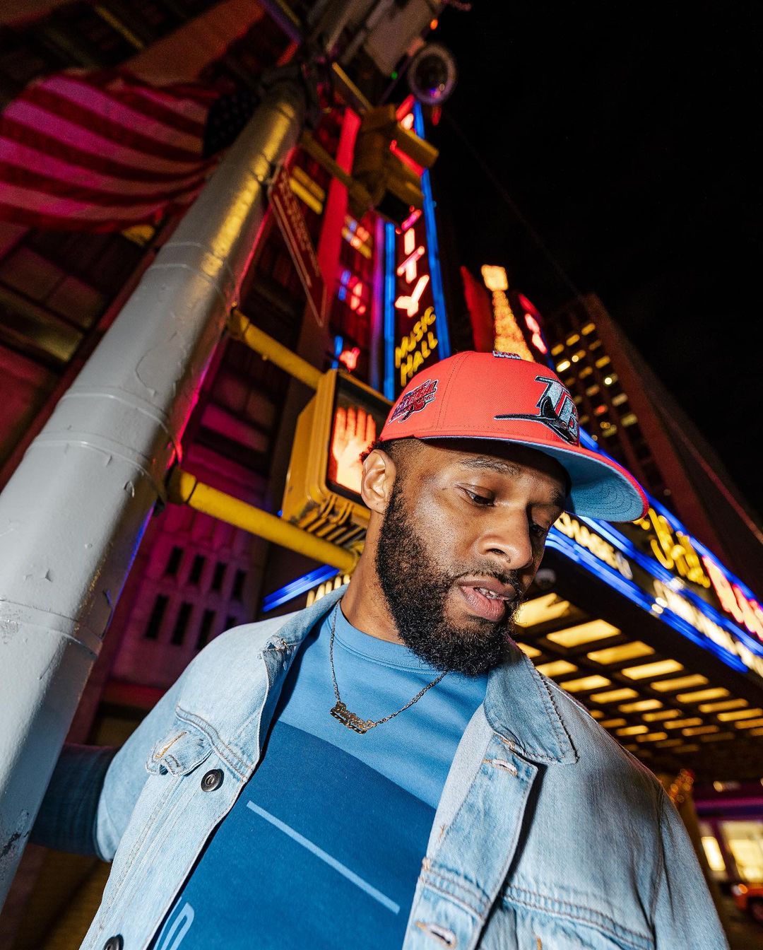 Lava & Sky Blue Fitted Hats