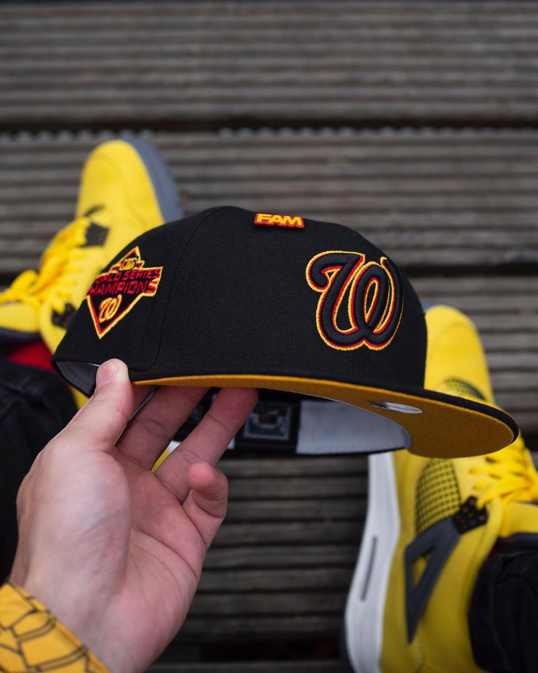 Black, Yellow & Red Washington Nationals Fitted Hat
