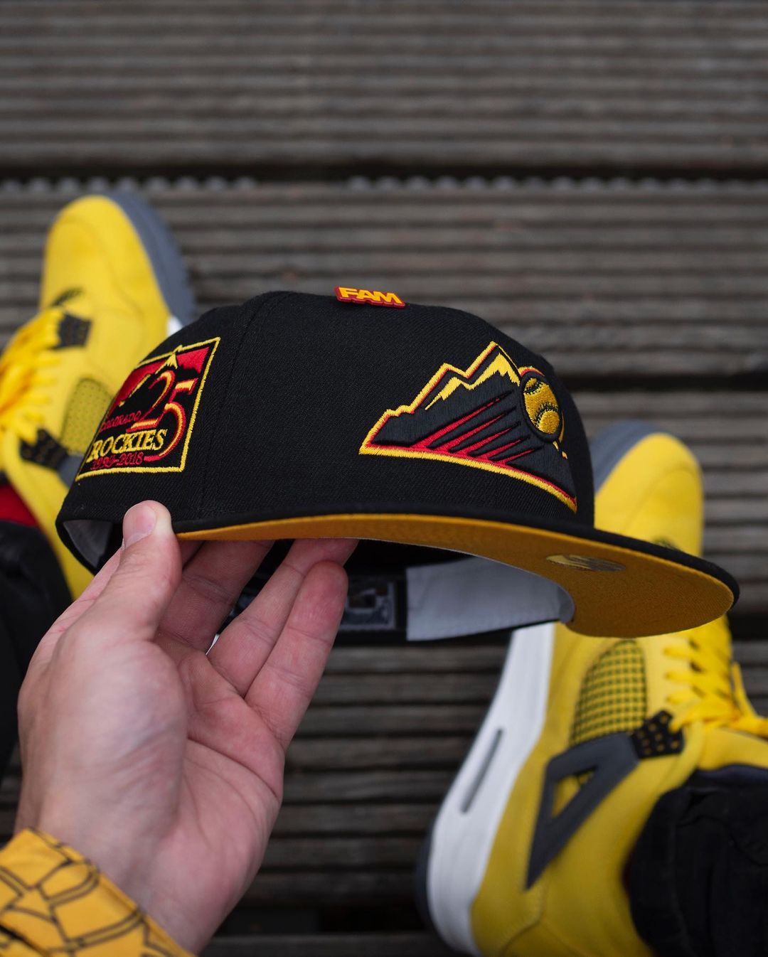 Black, Yellow & Red Colorado Rockies Fitted Hat