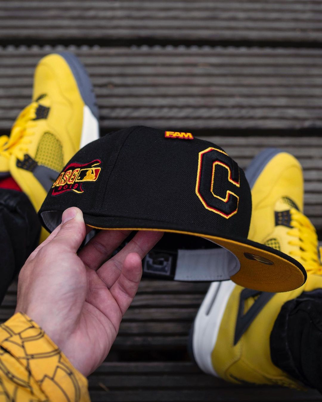 Black, Yellow & Red Cleveland Indians Fitted Hat