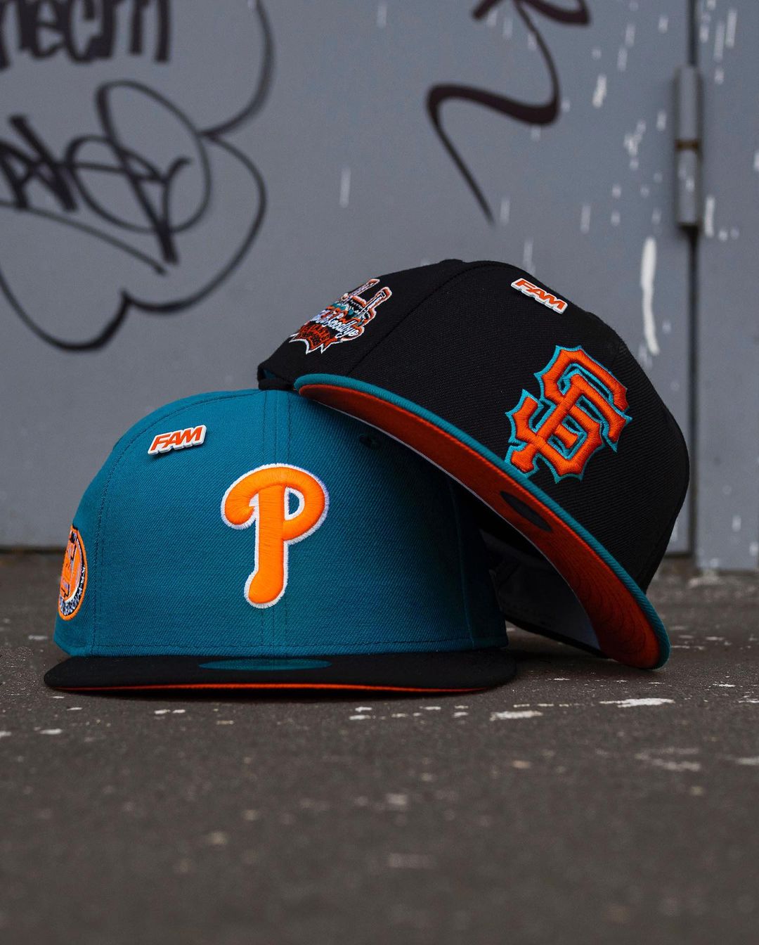 New Era San Francisco Giants & Philadelphia Phillies Two Tone Teal/Orange/Black Fitted Hat