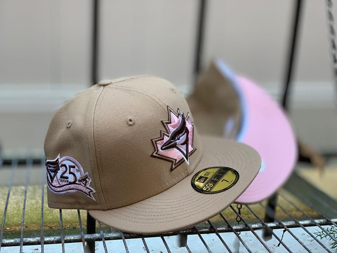 Tan Toronto Blue Jays Pink Undervisor Fitted Hat