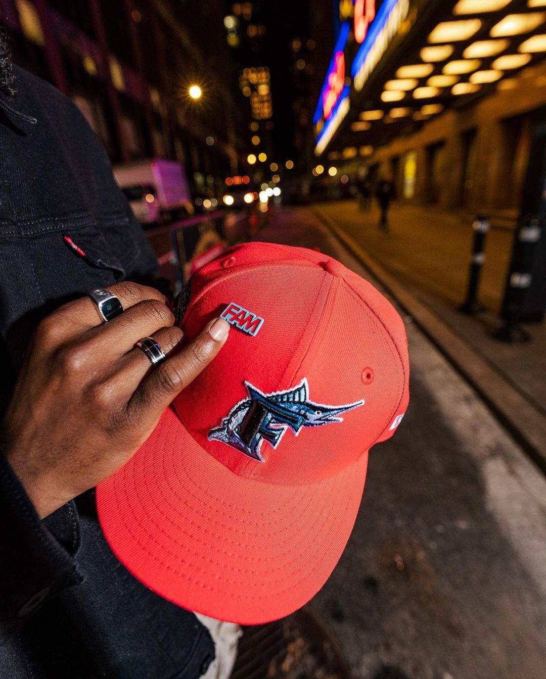 Lava & Sky Blue Fitted Hats