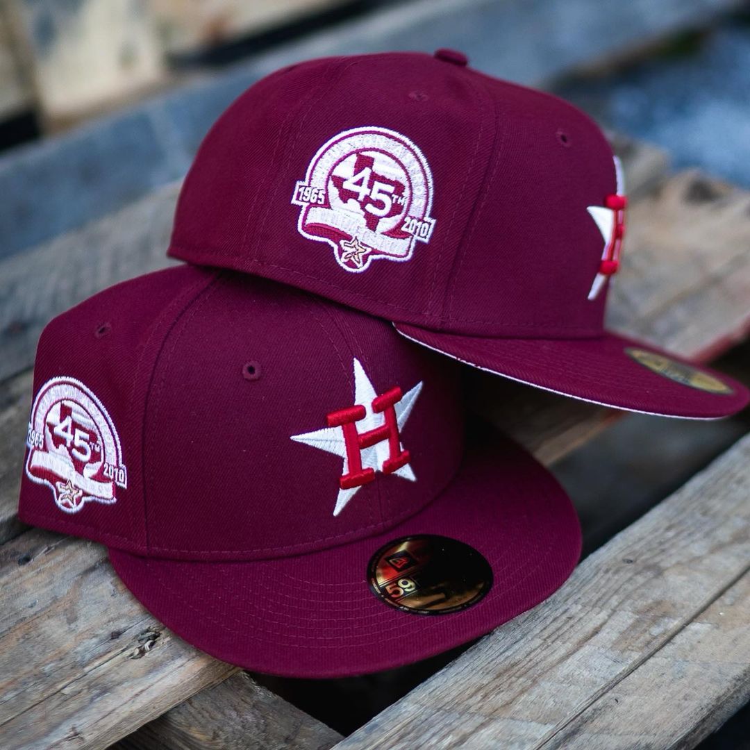 Burgundy White Houston Astros Fitted Cap