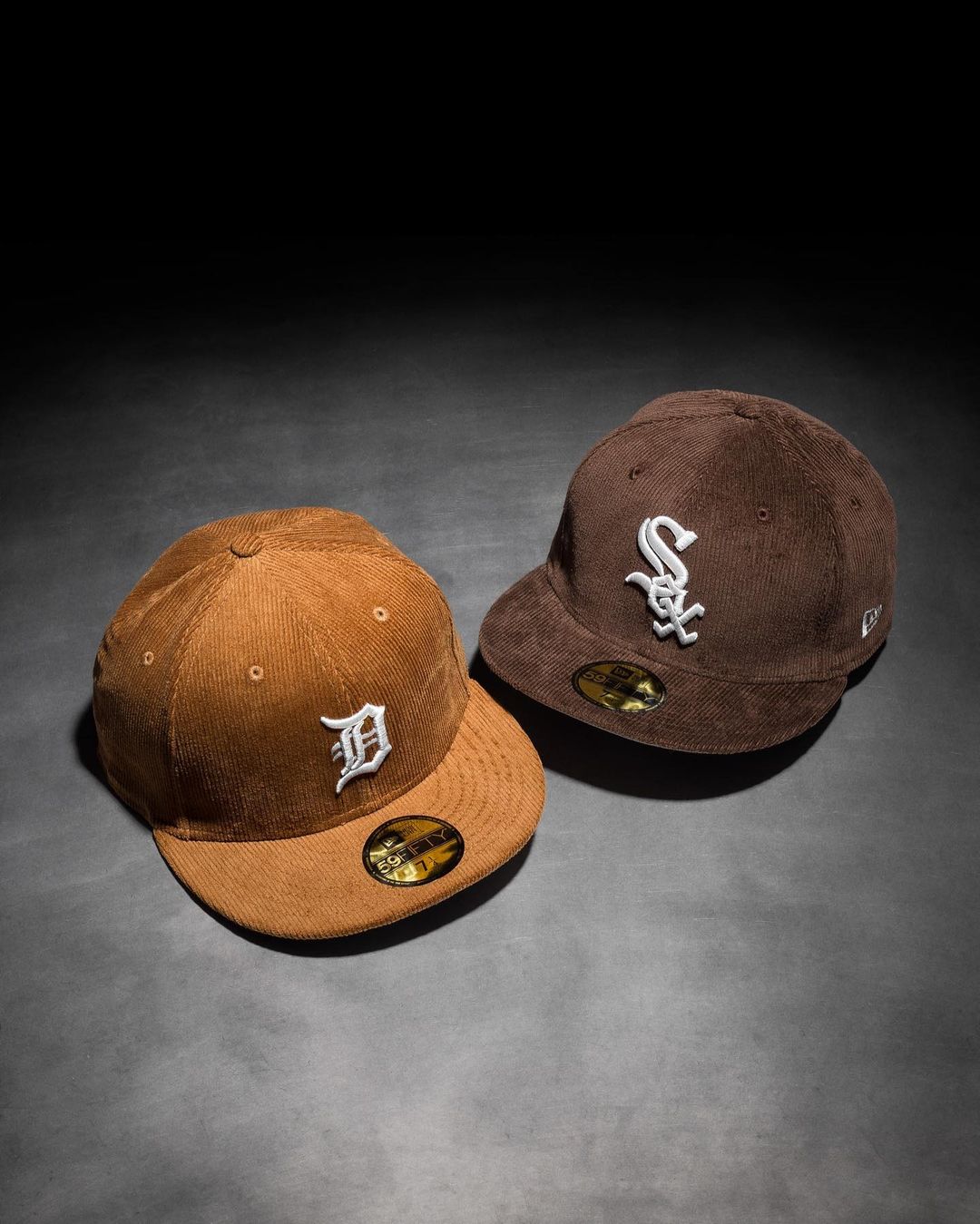 Brown & Wheat Corduroy Fitted Hats