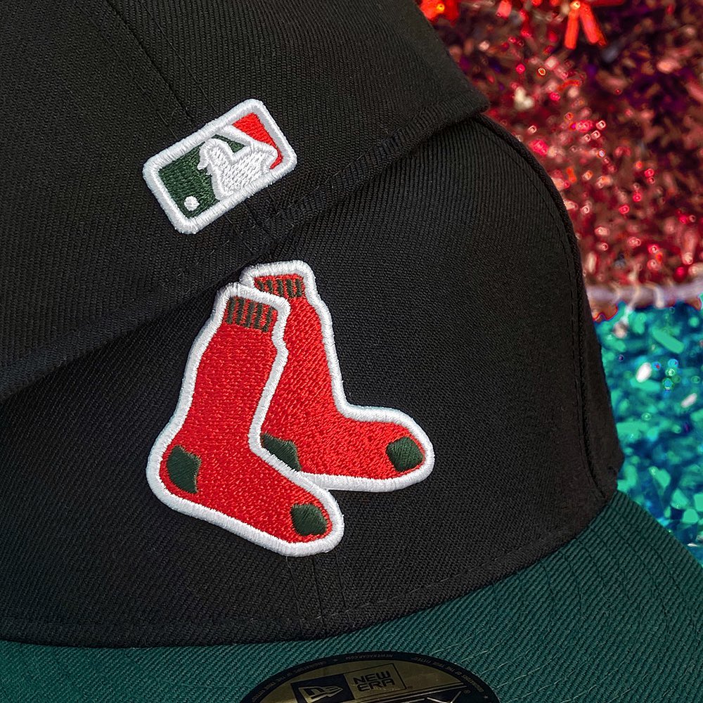 Black Red Forest Green Boston Red Sox Fitted Hat