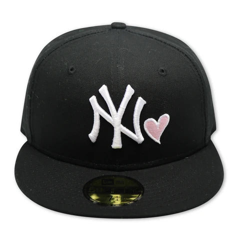 New York Yankees Heart Fitted Hat Black/Pink