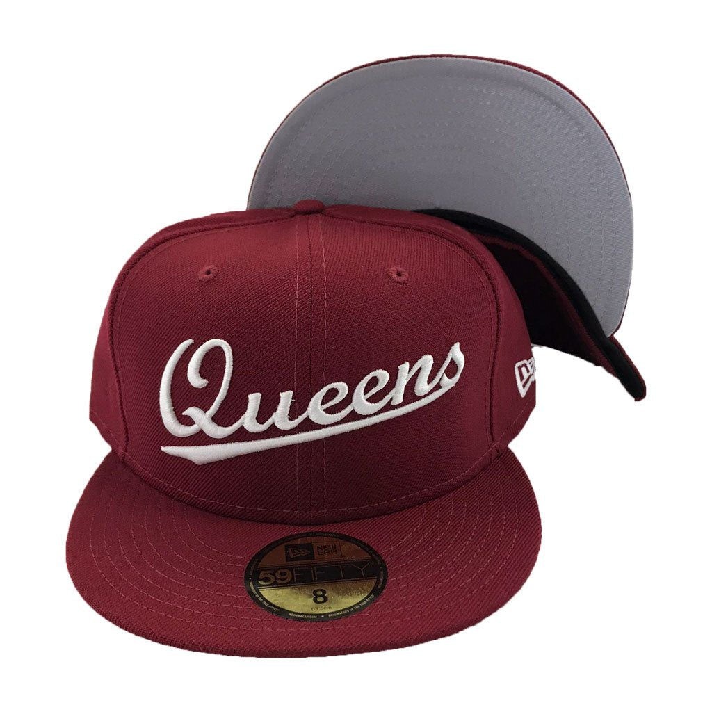 Queens Fitted Hat (Burgundy & White)