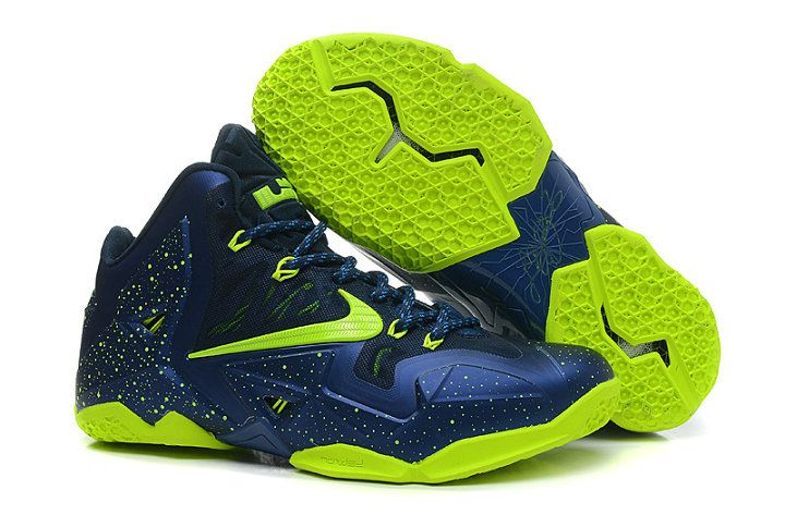 Nike Lebron Xi Navy 11 Navy Blue + Lime Green